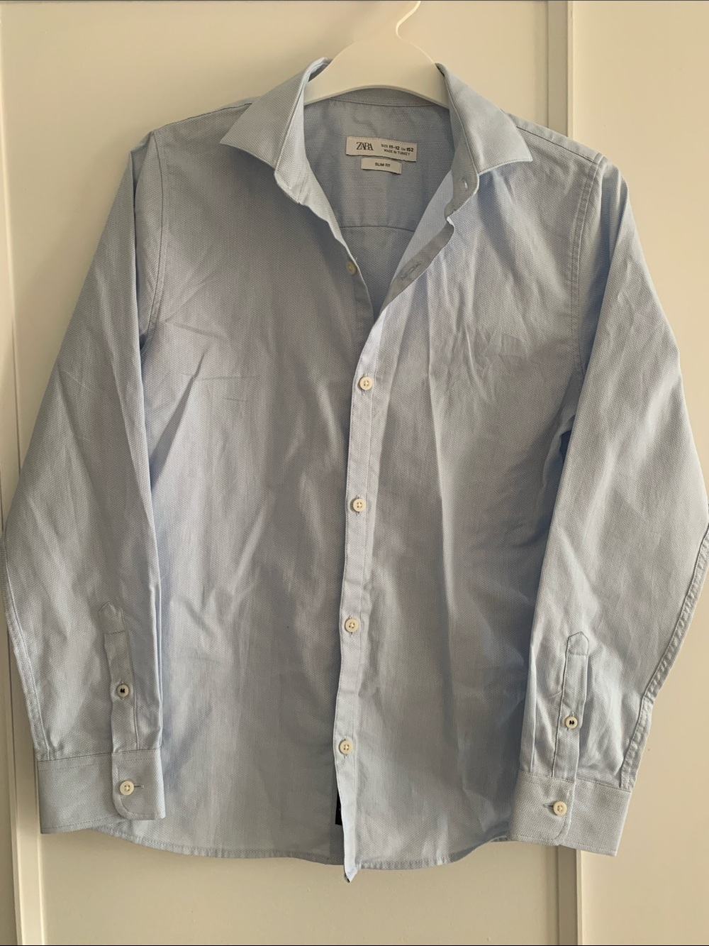 Zara Pale Blue Boys sz 11-12 Dress Shirt